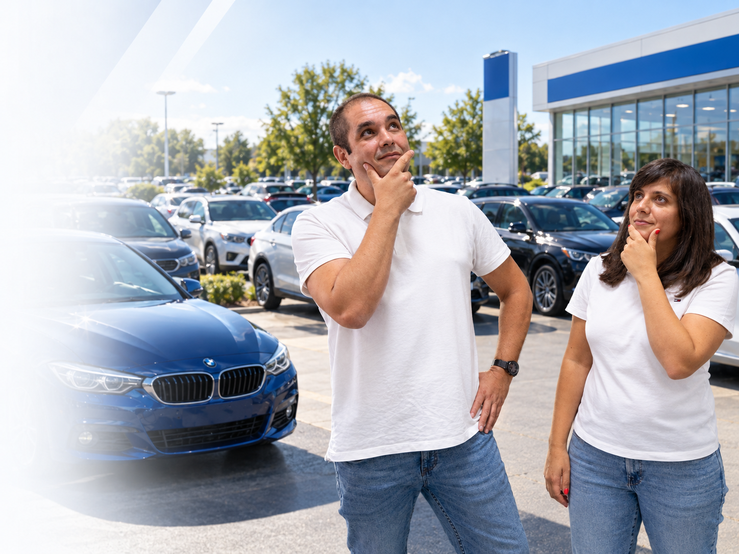 Pareja eligiendo su coche con criterio